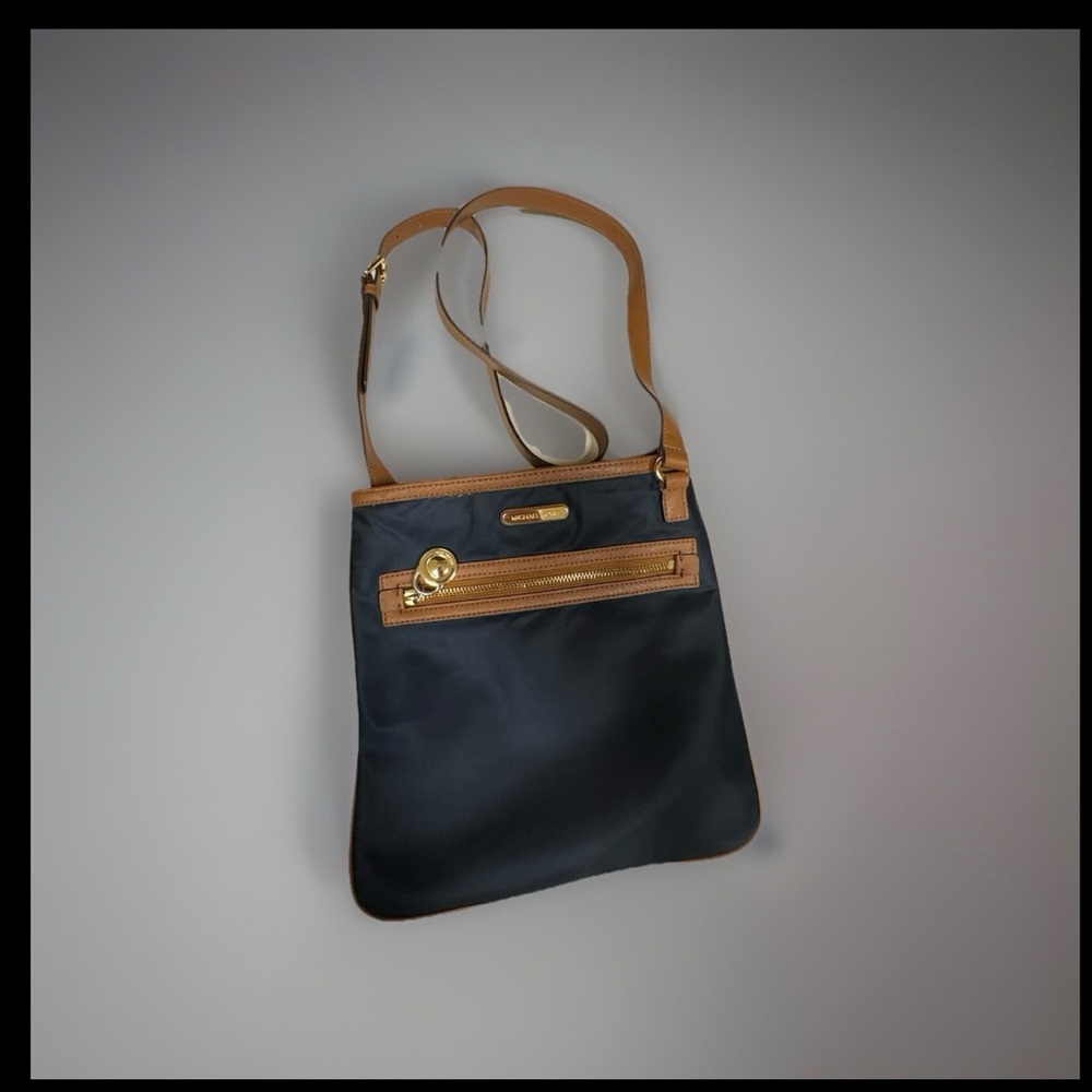MICHAEL Michael Kors Navy Blue and Tan Crossbody Bag